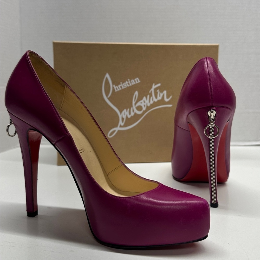 Christian Louboutin Bianca Zip High Heeled Stiletto Heels Leather Pink EU 38.5